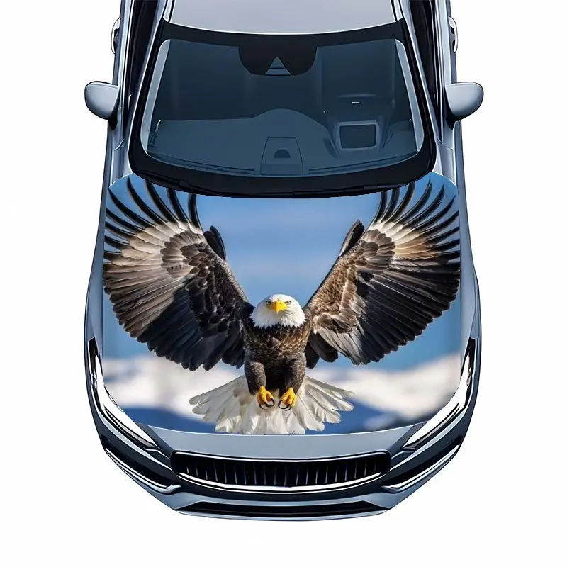 2D Flat, 2pcs Eagle Soars High Pattern Car Hood Sticker, 2D Flat Pattern Sticker Suitable for Most Car Exterior Decoration Car Additions Hood Decoration Protective Film Self-Adhesive Scratch-Resistant Vinyl Decal Car Exterior Enhancement Waterproof