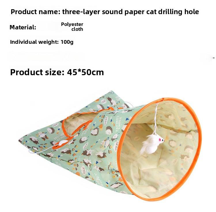 Cat Crinkle Tunnel & Burrow Bag - 3-Way Interactive Play Tube with Sound Paper - Foldable Hideaway Toy for Indoor Cats - Durable Chasing & Exercise Toy for Kittens silicone feeder shaped harness retractable leashes jumping