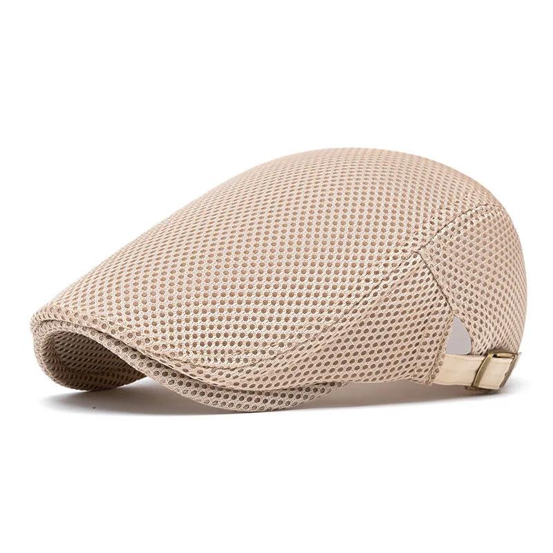 1pc Men Mesh Newsboy Caps British Painters Berets Hats Spring Summer Ventilate Adjustable Flat Cap,universal Outdoor Sports Caps