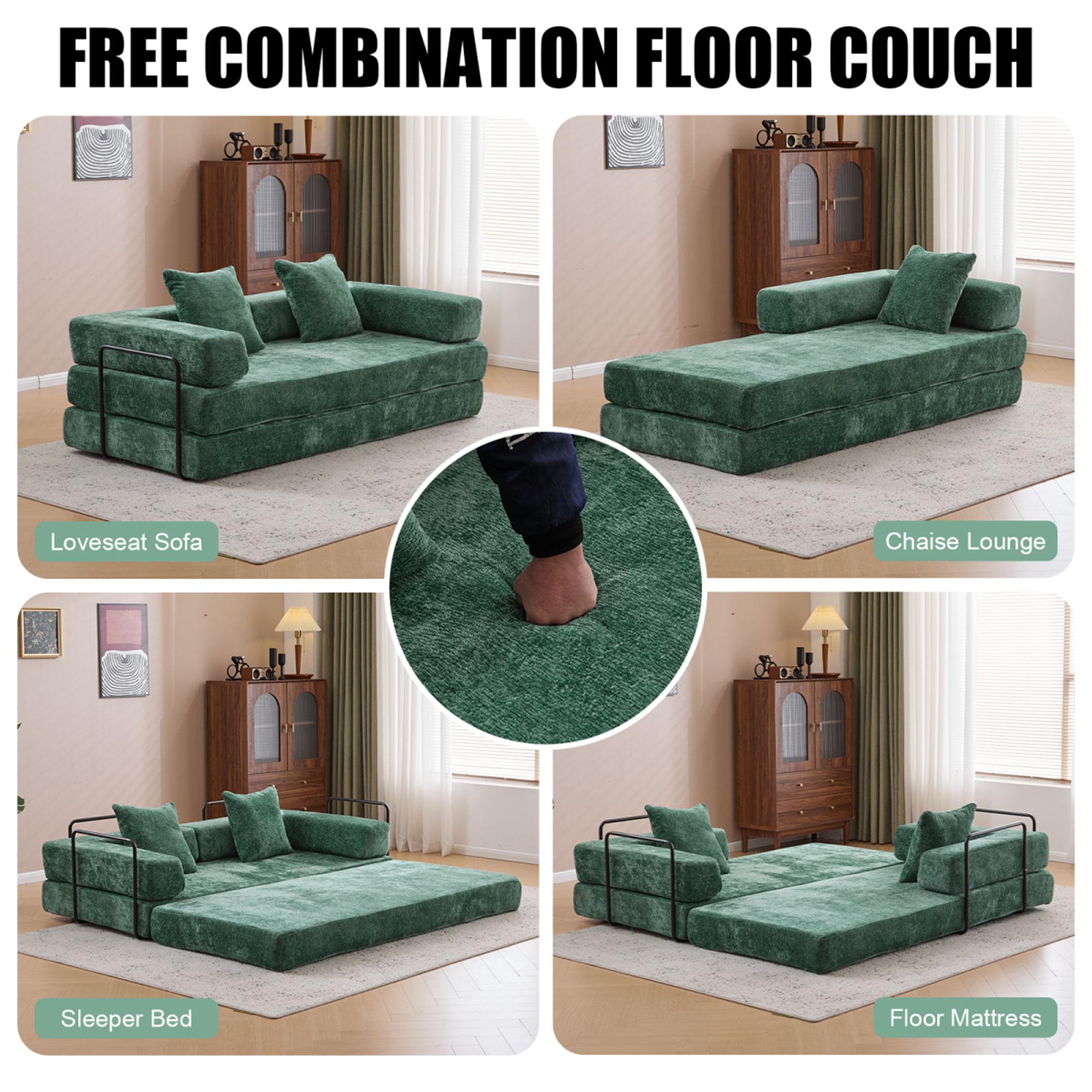 76.77"New Multiple Covers Available Cloud Floor Sofa Bed High-Quality Convertible Comfy Corduroy Fabric, Premium Sponge Padding, Multi-Functional Floor Sofa & Mattress for Living Room Upholstered Soft Couch,Multiple Colors of Sofa Covers Available