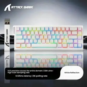 ATTACK SHARK X68 HE Rapid Trigger Mechanical Gaming Keyboard 60% Wired TKL with Adjustable Actuation,Hall Effect Magnetic Switch,8KHz Polling Rate,RGB Backlit,Top Mount for PC Mac Esport Gamer