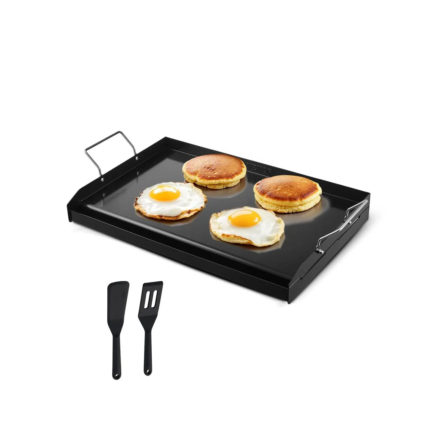 Carbon Steel Griddle, 24x16 inch Universal Flat Top Rectangular Plate, Gas Grill Griddle for BBQ Grill, Teppanyaki, Portable Family Cookware with Handle, for Camping Tailgating Party