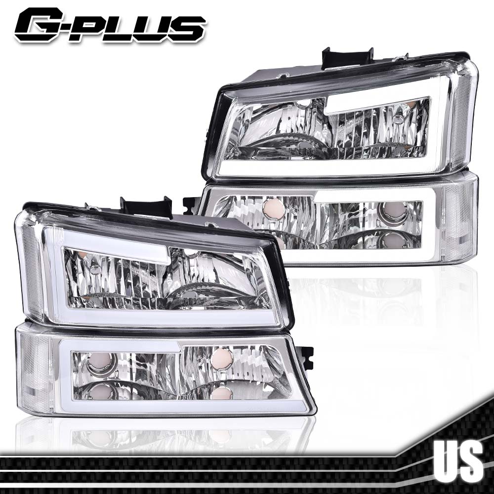 Fit For 03-07 Chevy Silverado Avalanche LED DRL Headlight Lamps Fit For 03-07 Chevy Silverado Avalanche,Headlights for Driver and Passenger Side