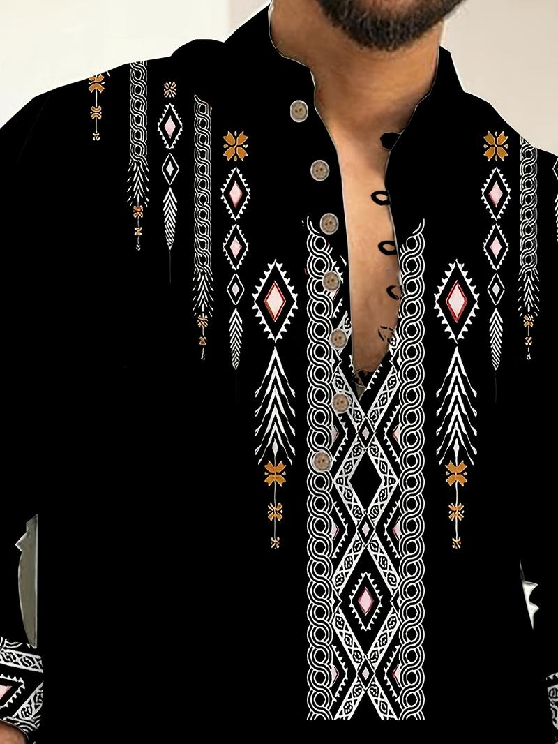 Trending Striped Color Block Shirt! Long Sleeve Button-Up for Men ...