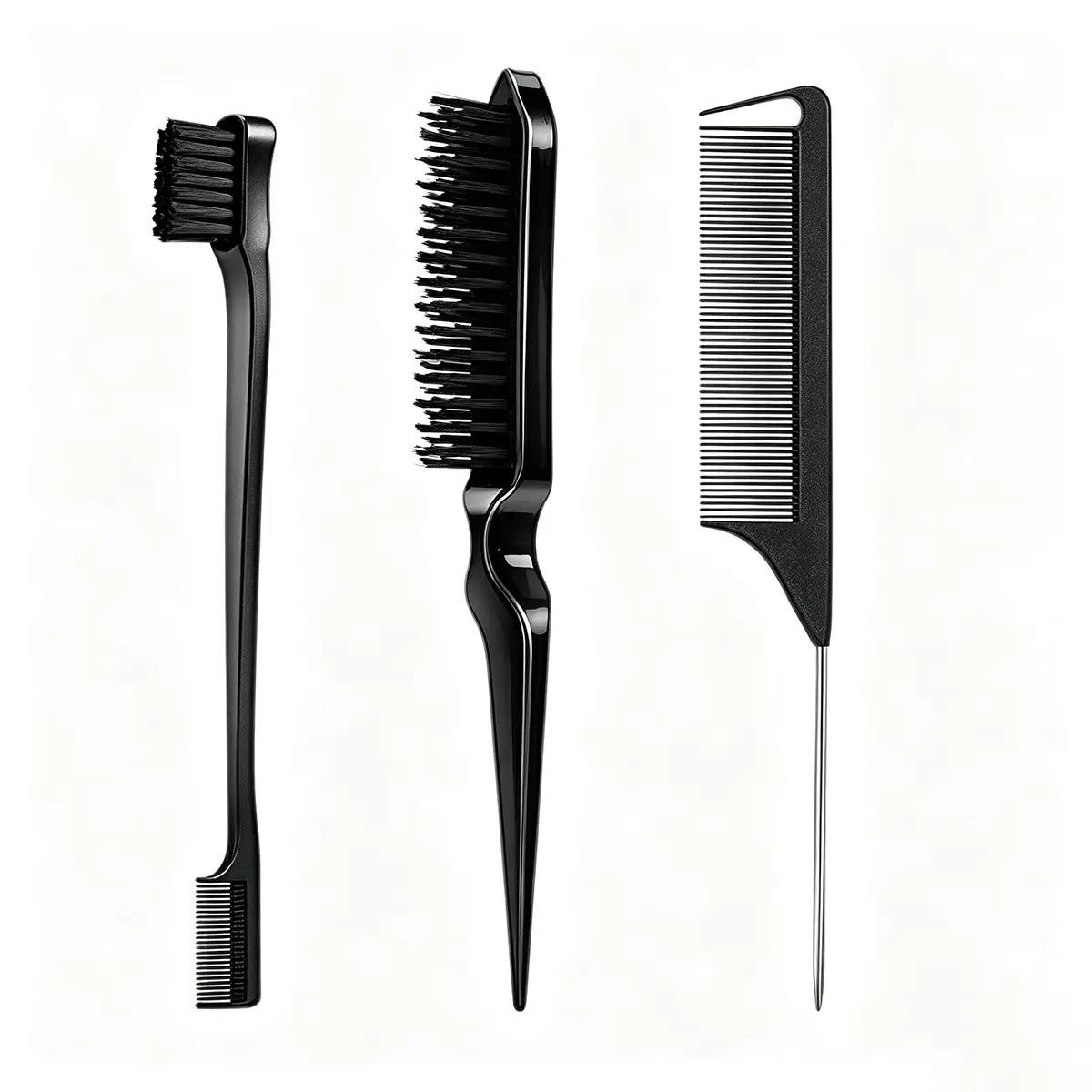 3-Piece Hair Styling Comb Set, Hair Combs, Edge Brush, Tail Brush, Back Brush, Hair Grooming Brush, Smooth Hair, Tiktok Trend, Women's Hair Care Tools