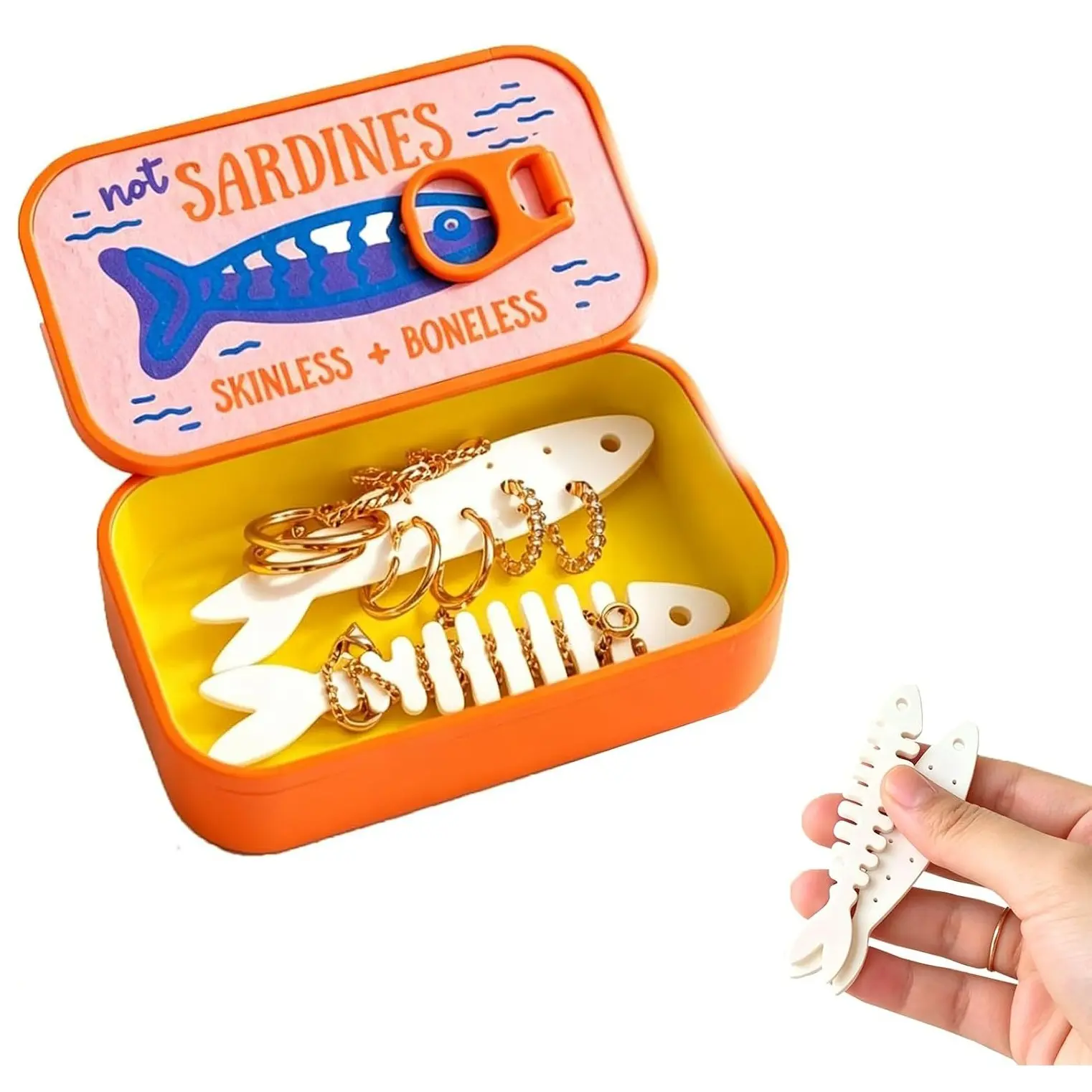 Tuna Travel Jewelry Box, Tuna Tin Jewelry Case, 3D Printed Tuna Tin Statue Jewelry Box, Fish Shape Holder for Rings, Earrings, Charms, Portable Earring Organizer
