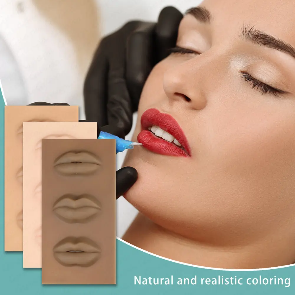 3D Lip Model Latex Tattoo, Permanent Makeup Lip Coloring Practice, Silicone Material, 3 Types Europe Lip Shape, Lip Blush Technique Tool