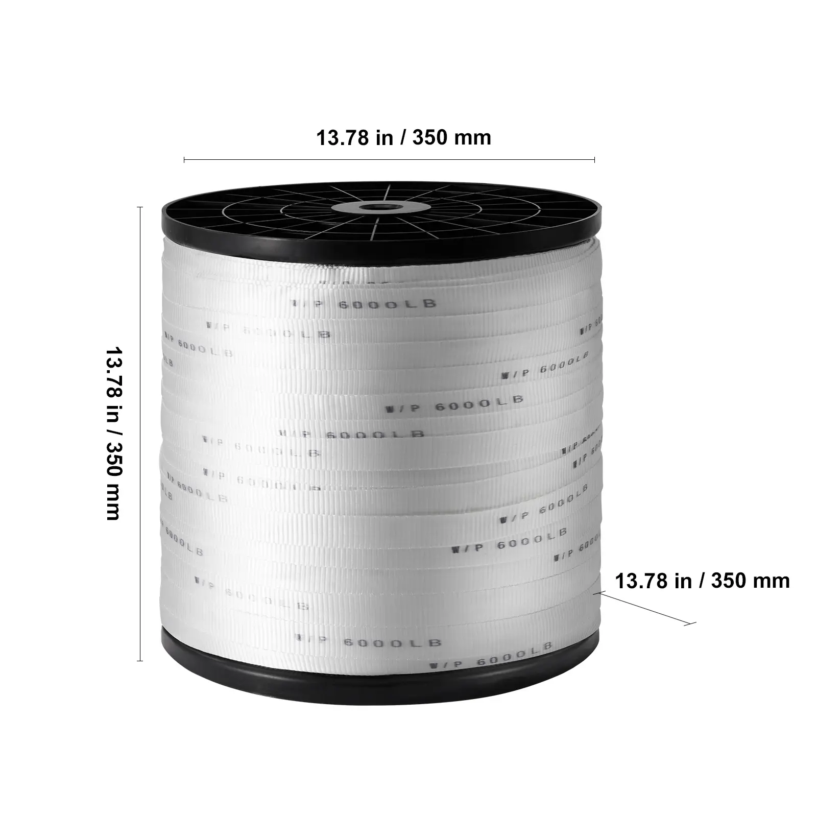 Polyester Pull Tape, 1" x 2103' Mule Tape Flat Rope, 6000 lbf Tensile Capacity, Printed Webbing Cable Pulling Tape for Packaging, Gardening, Commercial Electrical, Conduit Work, White