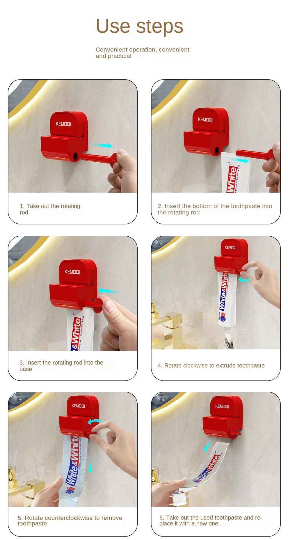 Rolling Tube Toothpaste Squeezer Toothpaste Seat Holder Stand Rotate Toothpaste Dispenser for Bathroom Gift Hand Plastic Aluminium Cream Tool Manual Toothpaste Wringer.