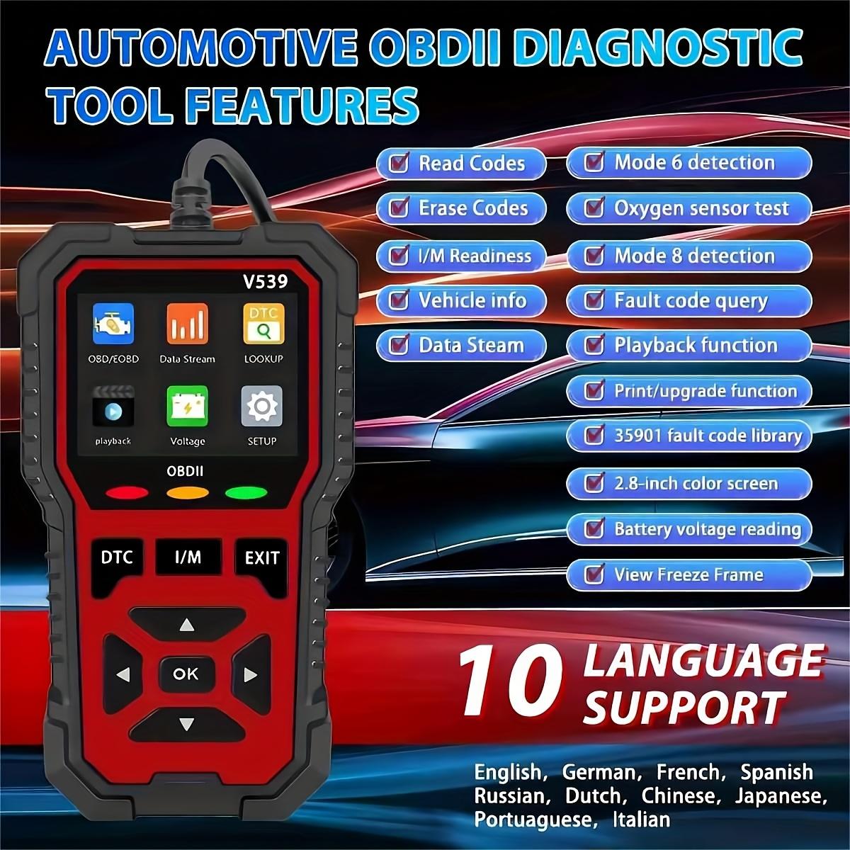 2025 Upgraded V539 OBD2 Scanner Full Functions Engine Code Reader Reset Mode 6 Mode 8 for All OBD2 EOBD Cars 1996 and Newer IM Readiness Check Battery Voltage Test Code Read Erase No Battery Needed