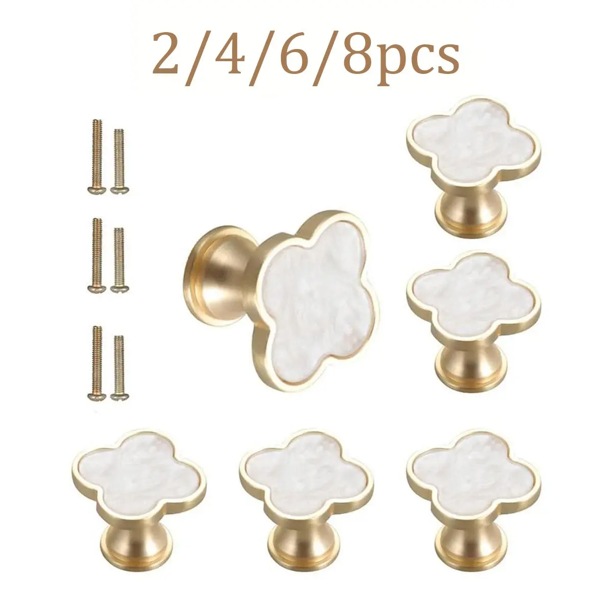2/4/6/8pcs Brass Clover Handles, Cabinet Pulls, Drawer Knobs, Furniture Hardware, Replacement Door Hardware, Kitchen Closet Bathroom Decorative Door Latches