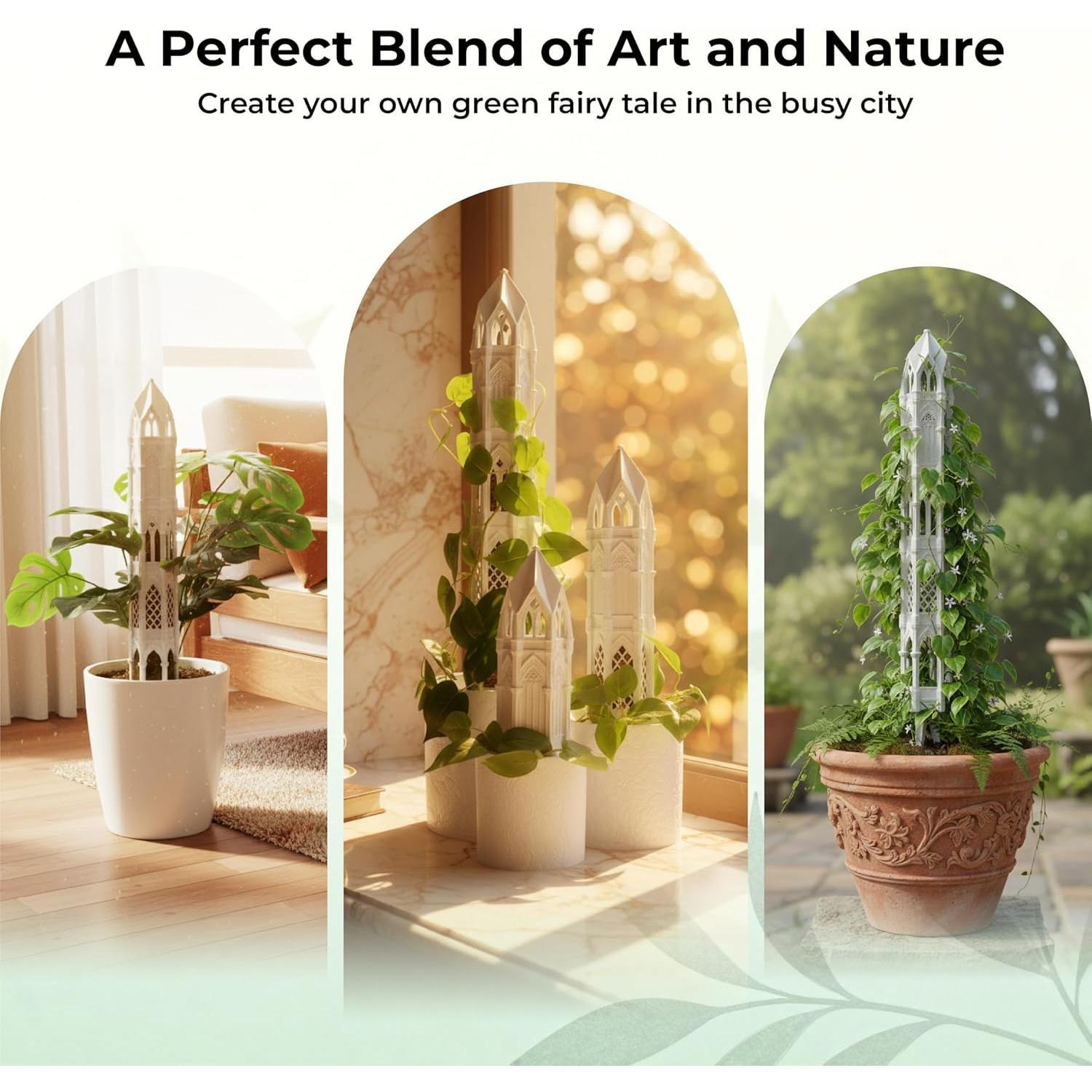 Gothic Tower Moss Pole - Modular Stackable Self-Watering Indoor Climbing  Totem, Can Be  as Moss Pole,  Stake or Climbing Support