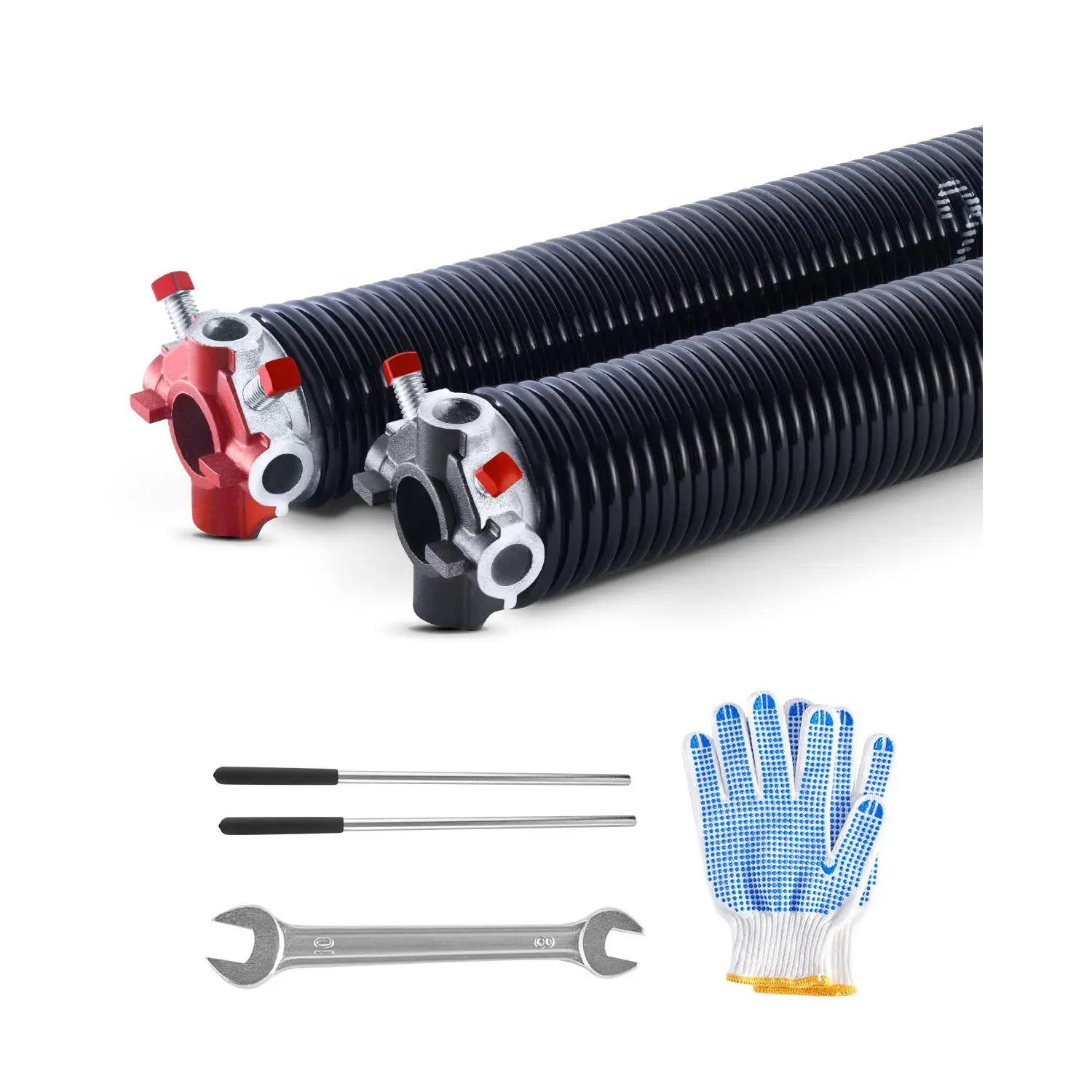 【Black Friday】VEVOR Garage Door Torsion Springs, Pair of 0.225x 2x 27 in, 16000 Cycles, Electrophoresis Black Coated for Replacement, Garage Door Springs with Non-Slip Winding Bars, Gloves and Mounting Wrench