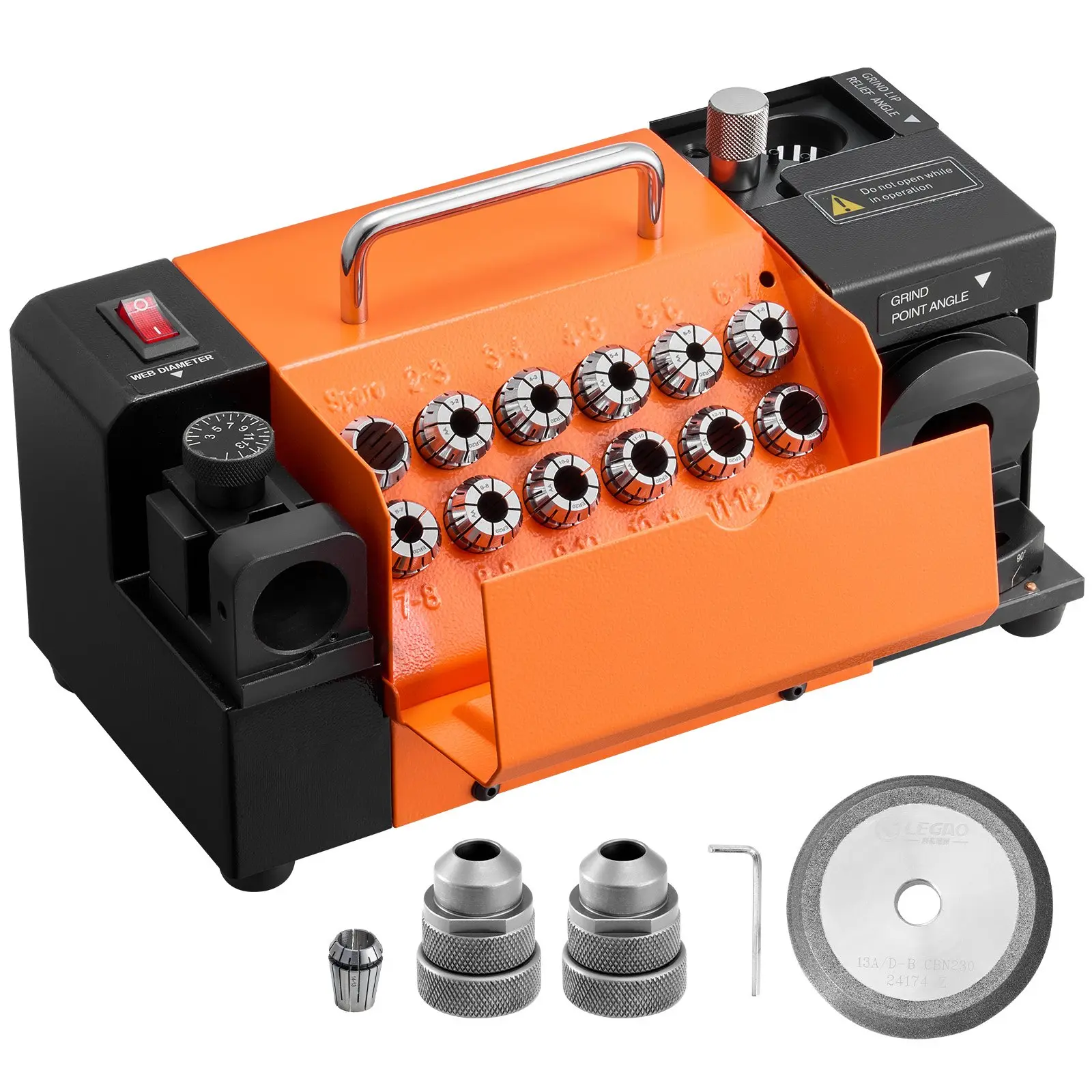 【DealsForYouDays】VEVOR MR-13A+ Drill Bit Sharpener, 3-15mm Drill Bit Grinder with 95°-135° Adjustable Angle, 5800 RPM Speed Re-Sharpening Machine, 13 Collets & CBN Wheel for Workshop Users
