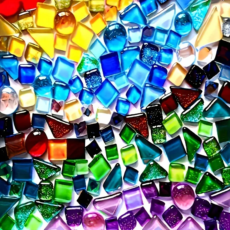 200g Mixed Color Irregular Crystal Mosaic Tiles, Small Mosaic Tiles DIY Hobby Handmade Crystal Craft, Used for Craft Bathroom, Kitchen, Home Decoration DIY Art Project
