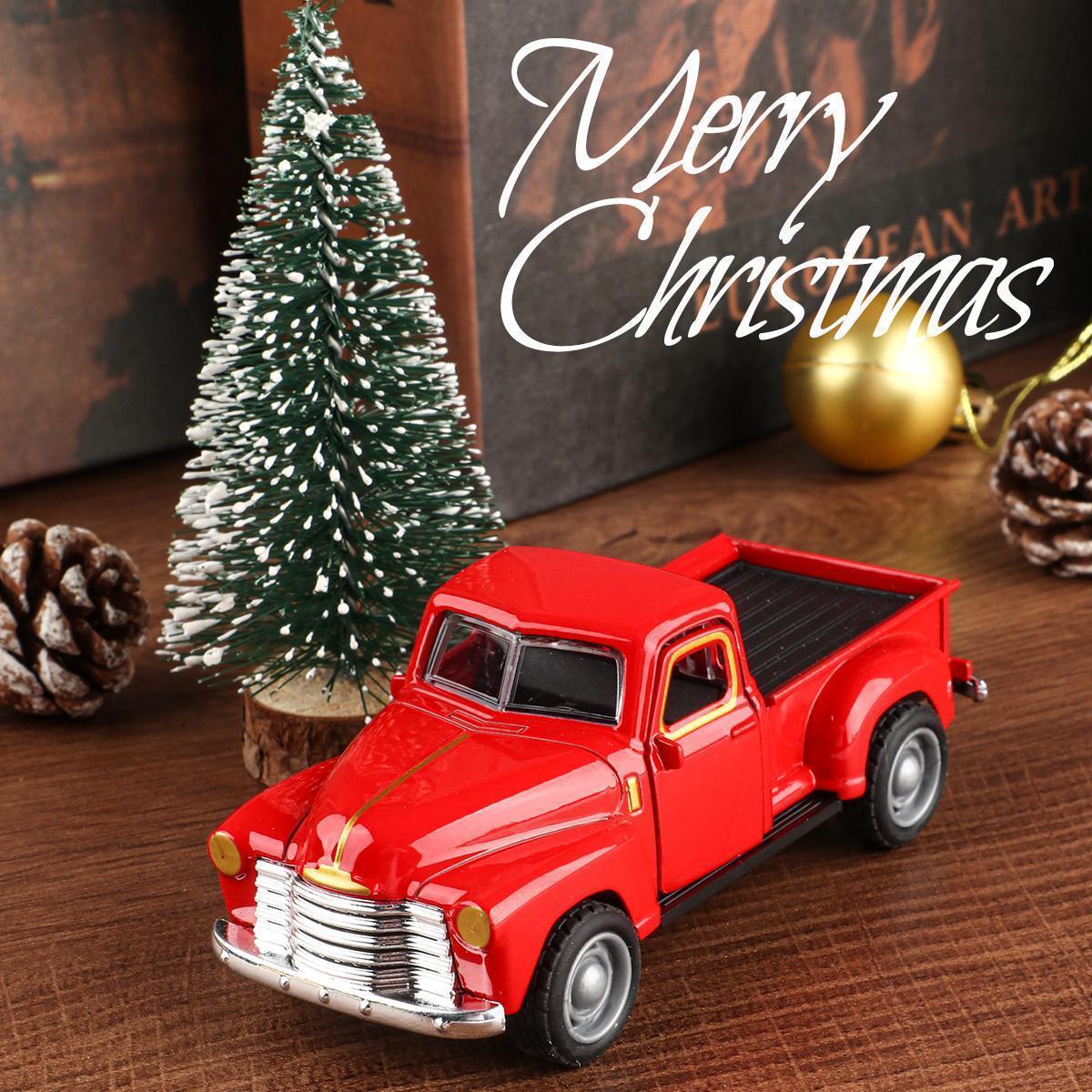 Mini truck+Christmas tree 2-piece ornament set; a good thing for home atmosphere decoration; living room and office desk ornamen