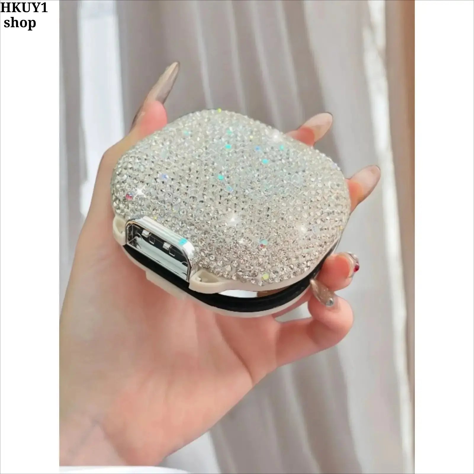 Bling Rhinestone Pill Box, Cute Travel Vitamin Organizer Case with 4 Compartments, Purse Essentials for Women