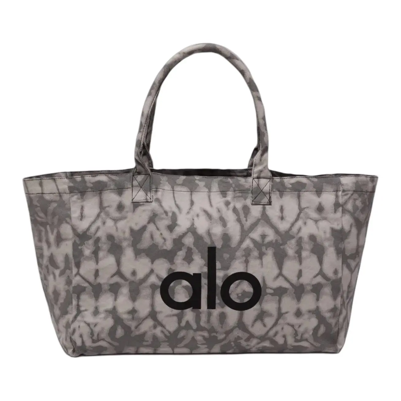 Women's Alo Yoga Color-Block Printed Canvas Tote Bag, Gray Shoulder Tote Bags