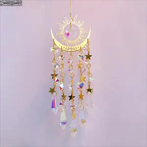 Crystal Sun Catcher Prism Suncatcher – Rainbow Maker Window Hanging Decor, Aesthetic Boho Home & Garden Light Catcher, Viral TikTok Aesthetic, Handmade Crystal Suncatcher for Indoor & Outdoor Decor, Bedroom, Patio, Housewarming Gift for Women