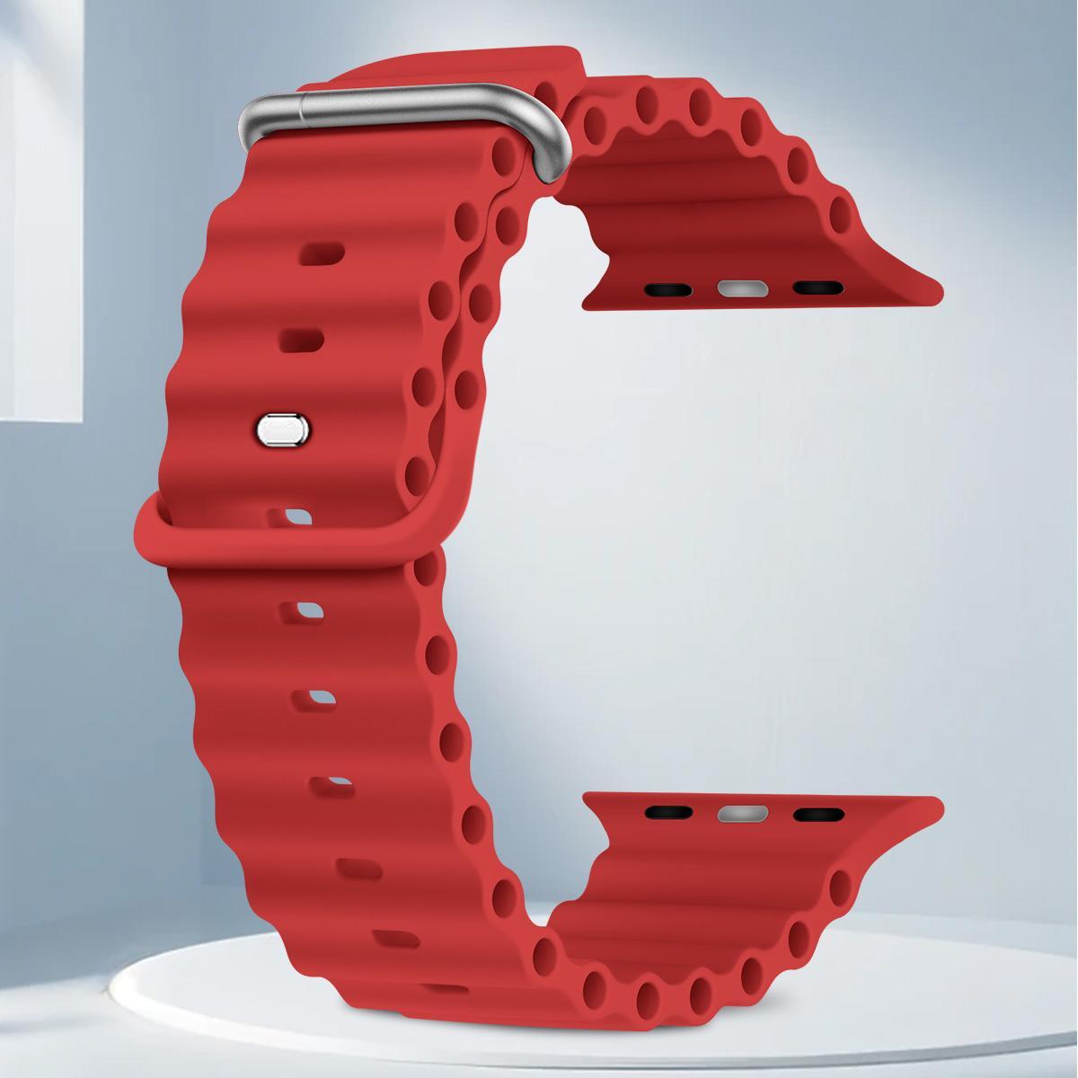 Ocean Band Compatible with Apple Watch Ultra Bands 49mm 46mm 45mm 44mm 42mm Adjustable Silicone Sport Strap for Iwatch Series 1-11 Se Smartwatch Strap Smart Watch Straps