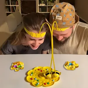 Magnetic Bee And Candy Bean Picking Toy - Parent-Child Interactive Learning Game with Bees, Ladybugs, And Colorful Beads - Educational Magnetic Fishing Activity, Fine Motor Skills And Matching Game (Yellow, Multi-Player Tabletop), Board Gam