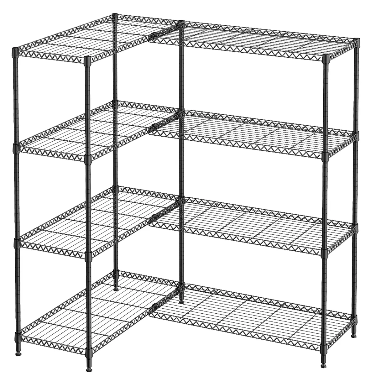 Heavy Duty Steel 4-Tier Storage Shelf Organiser, 1200 LBS Load Capacity Adjustable Racks, 15.8" D x 33.5" W x 59.5" H Black Unit for Garage, Pantry, Kitchen, Carbon Steel