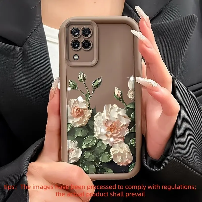 Soft TPU Protective Shockproof Back Cover Casing for Samsung A12/A22/A22 5G Featuring a Wild Rose Design, Providing Full Protection for Your Mobile Device, Tpu Smartphone Cover