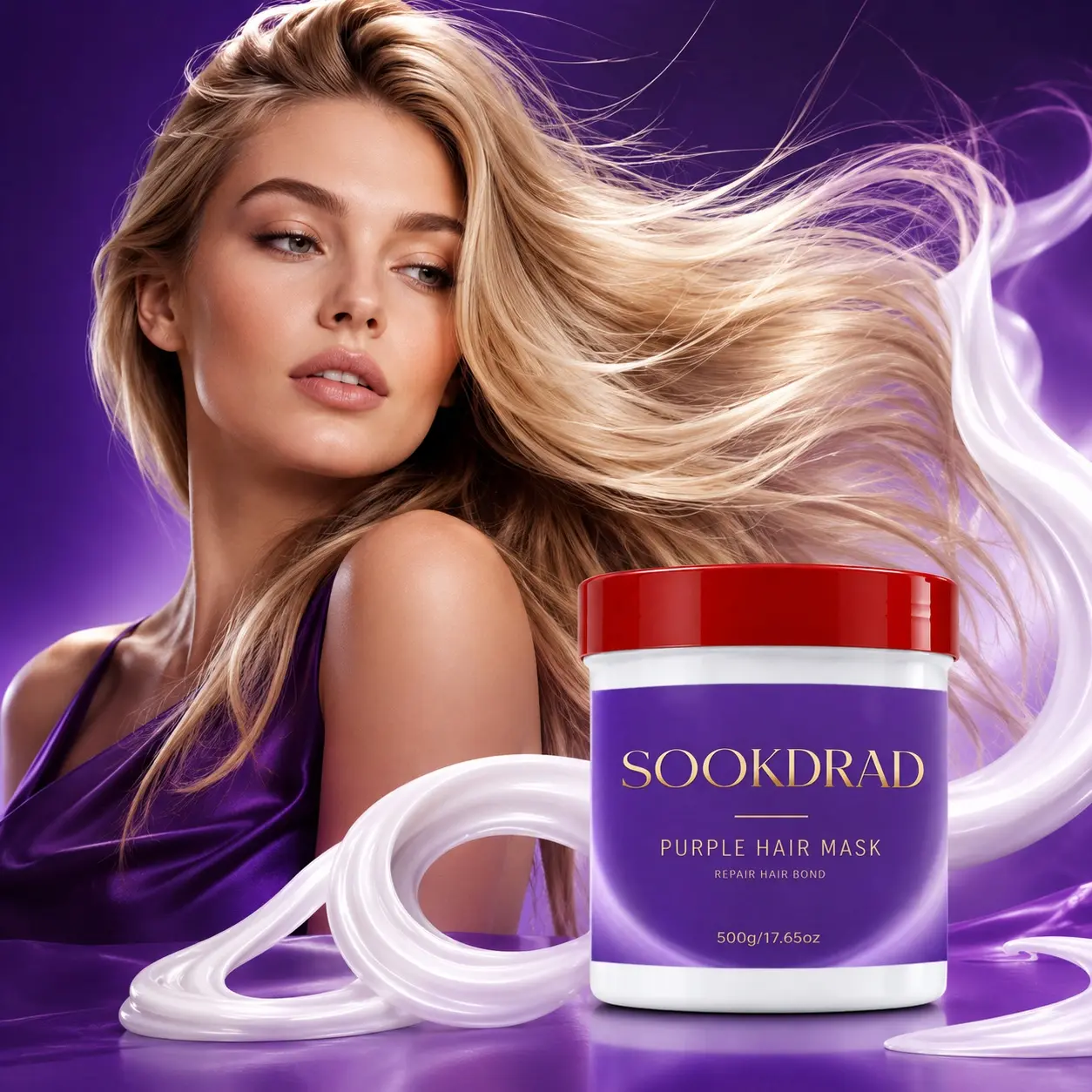 Purple Hair Mask, Repair Hair Bond, For Damaged Hair, 500g