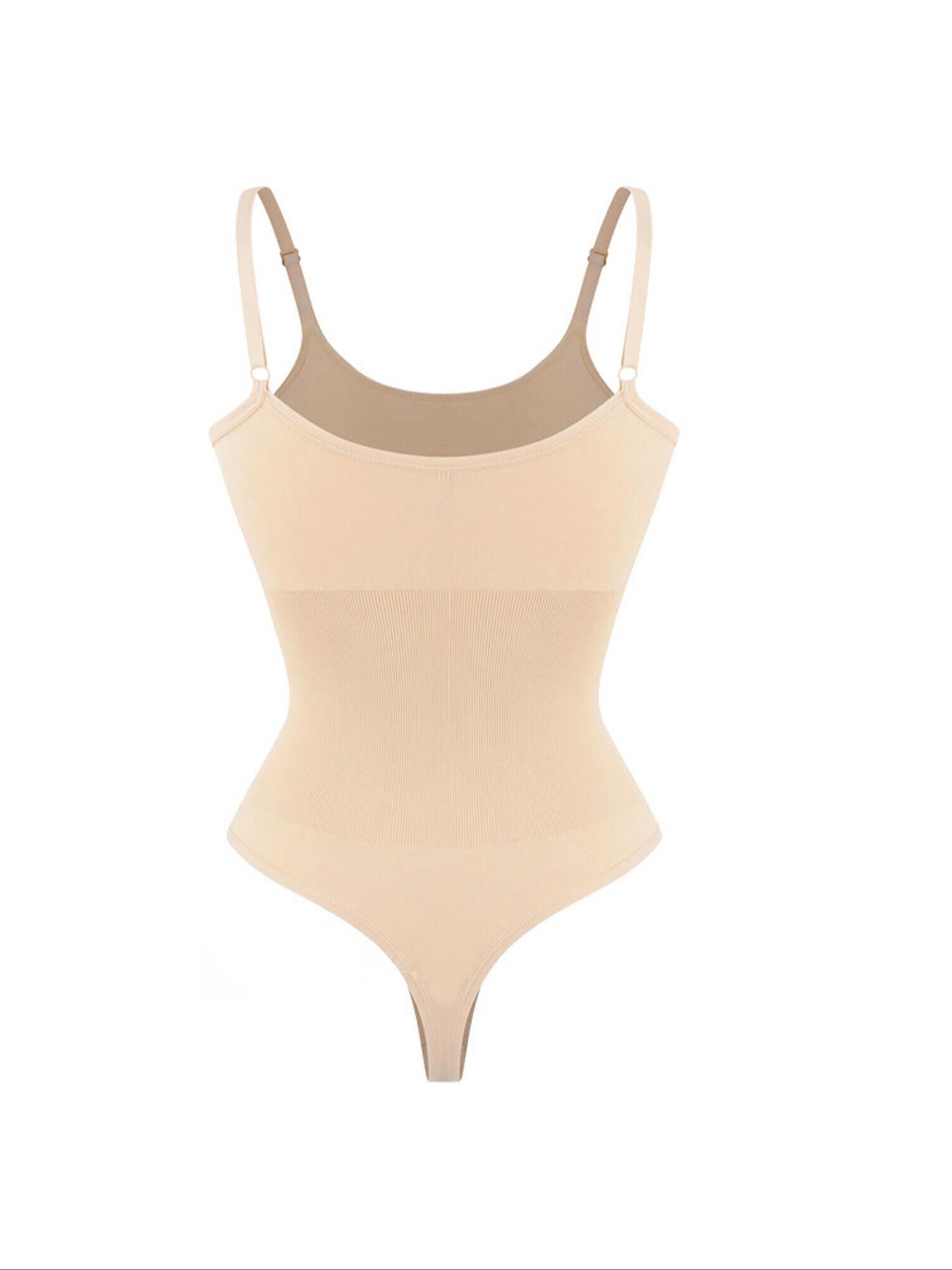 Women's Solid-Color Adjustable-Strap Shapewear Bodysuit, Tummy-Control Spaghetti-Strap Slim Shaper, Seamless Underwear for Women, Invisible Shaper