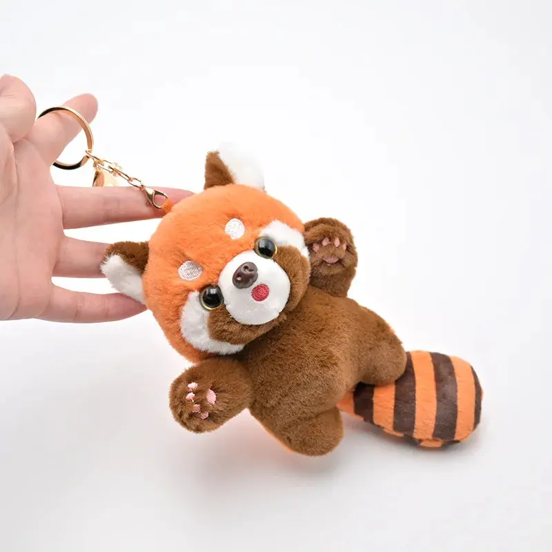 Cute Mini Red Panda Stuffed Pendant Mascot Toy - 12.5cm Plush Keychain, CE-Certified Unisex Backpack Decor, Movies & TV Themed Gift for 3-6y,6-12y,14+y Kids