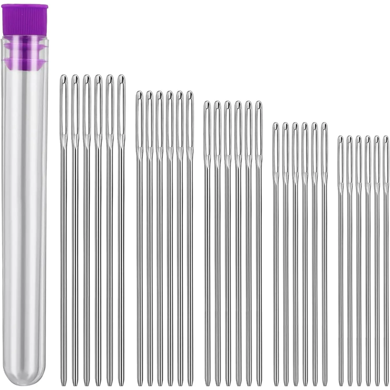 30-Piece Blunt Tip Large Eye Metal Yarn Needles, 5 Sizes for Hand Sewing, Knitting, Crochet Crafting Supplies (Toys & Hobbies)