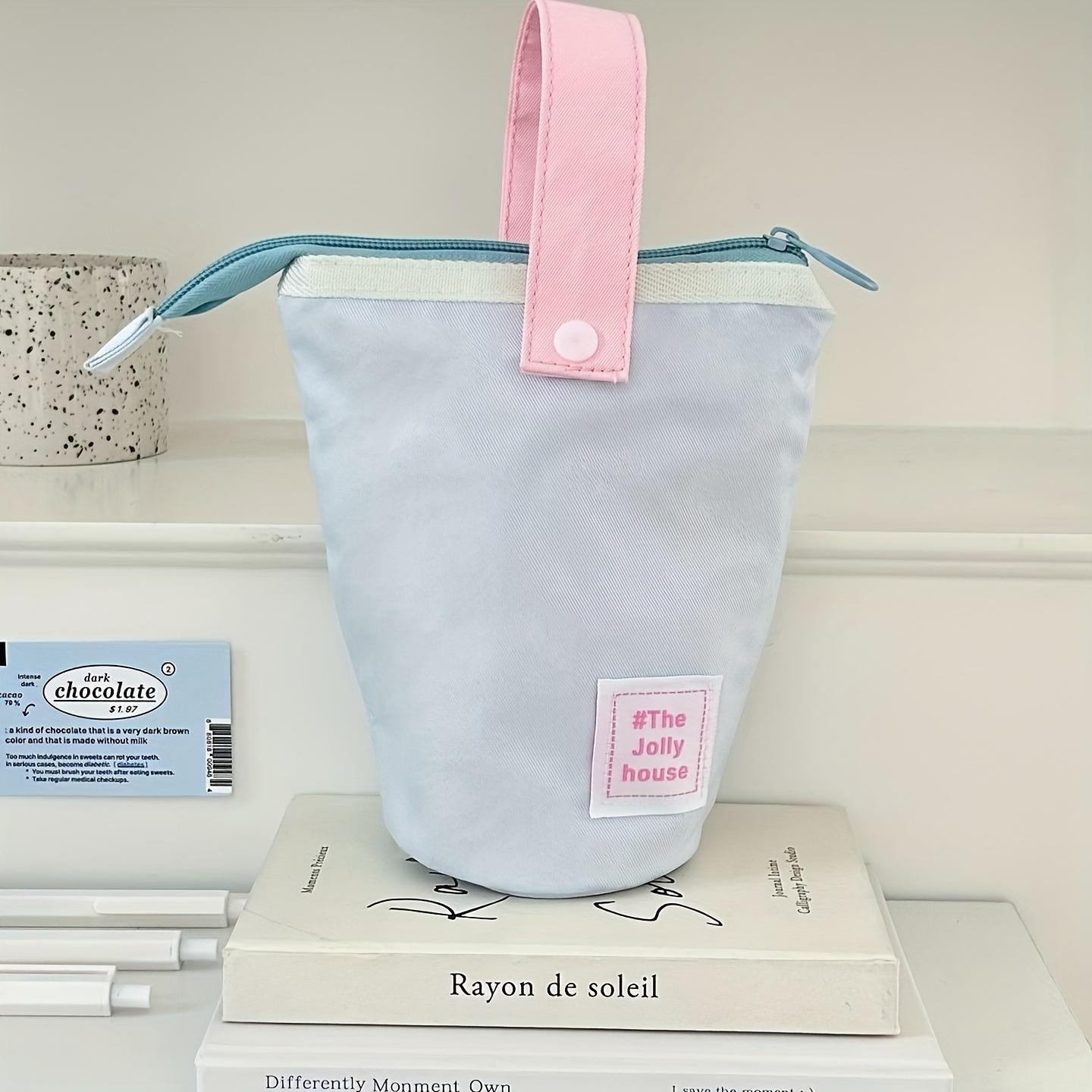 [Stylish Macaron Pencil Case] Stylish & Durable Macaron Color Block Foldable Pencil Case | Spacious Student Pen Holder with Portable Design for Desk or Office Use | Perfect Gift for Friends, Family, Couples, and Besties