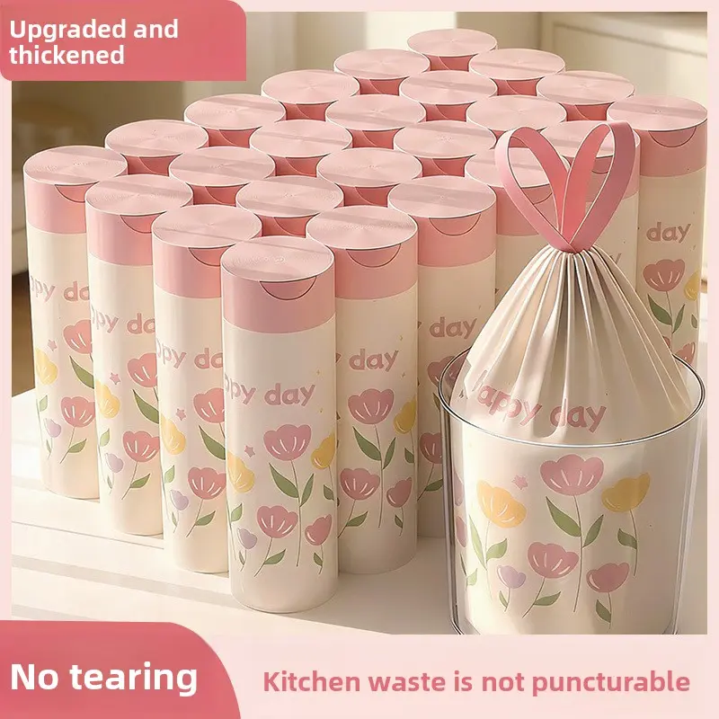 Lavender scented thick large drawstring garbage bag, not easy to tear drawstring garbage bag, thick hand-held garbage bag, large plastic garbage bin lining, multifunctional disposable storage bag, kitchen, bathroom, bedroom, living room, toilet