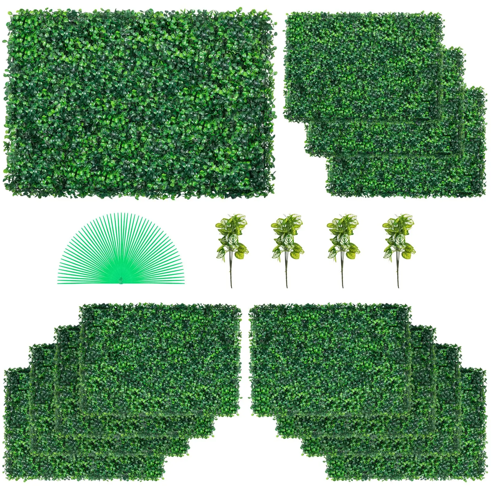 【DealsForYouDays】VEVOR 12PCS 24x16 Grass Wall Panels for 32 SQ Feet, Boxwood Hedge Wall Panels, Artificial Grass Backdrop Wall 1.6, Privacy Hedge Screen UV Protected for Outdoor Indoor Garden Fence Backyard