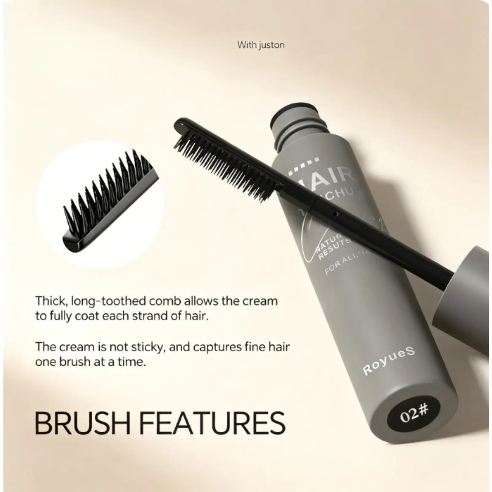 Natural Hairline Filler Stick | Brush-On Root Touch Up Cream | Instantly Fill Thinning Hair & Broad Parting | Non-Sticky Long-Lasting Hair Shadow Covering Grey Hair for Hairline, Brows & Gray Roots