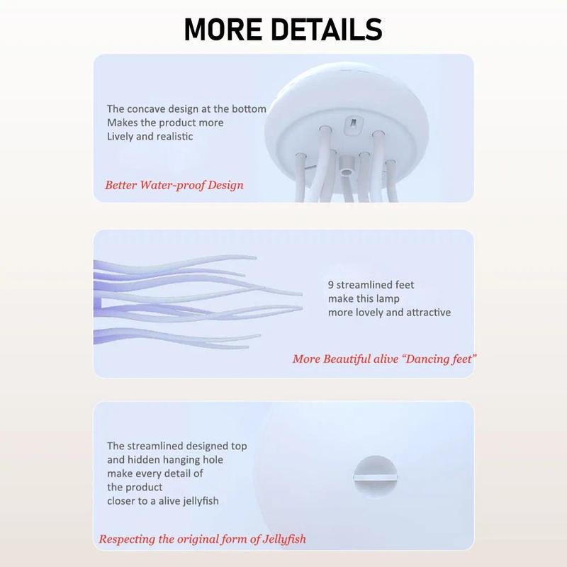 Jellyfish Design LED Lights for Bedroom, Voice-controlled Novelty Desk LED Light, USB Rechargeable RGB Color Changing Desktop Lamp, Cozy Lighting for Home Bedroom Living Room Decor, LED Lights, Modern Nighstand Lamps