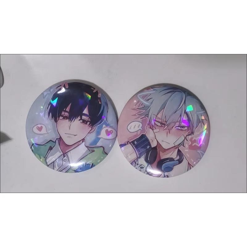 2Pcs Anime Button Brooch Pins Shy Couple Alien Stage Ivan Till Cartoon Badge for Backpack Jewelry Accessories Handmade Gifts