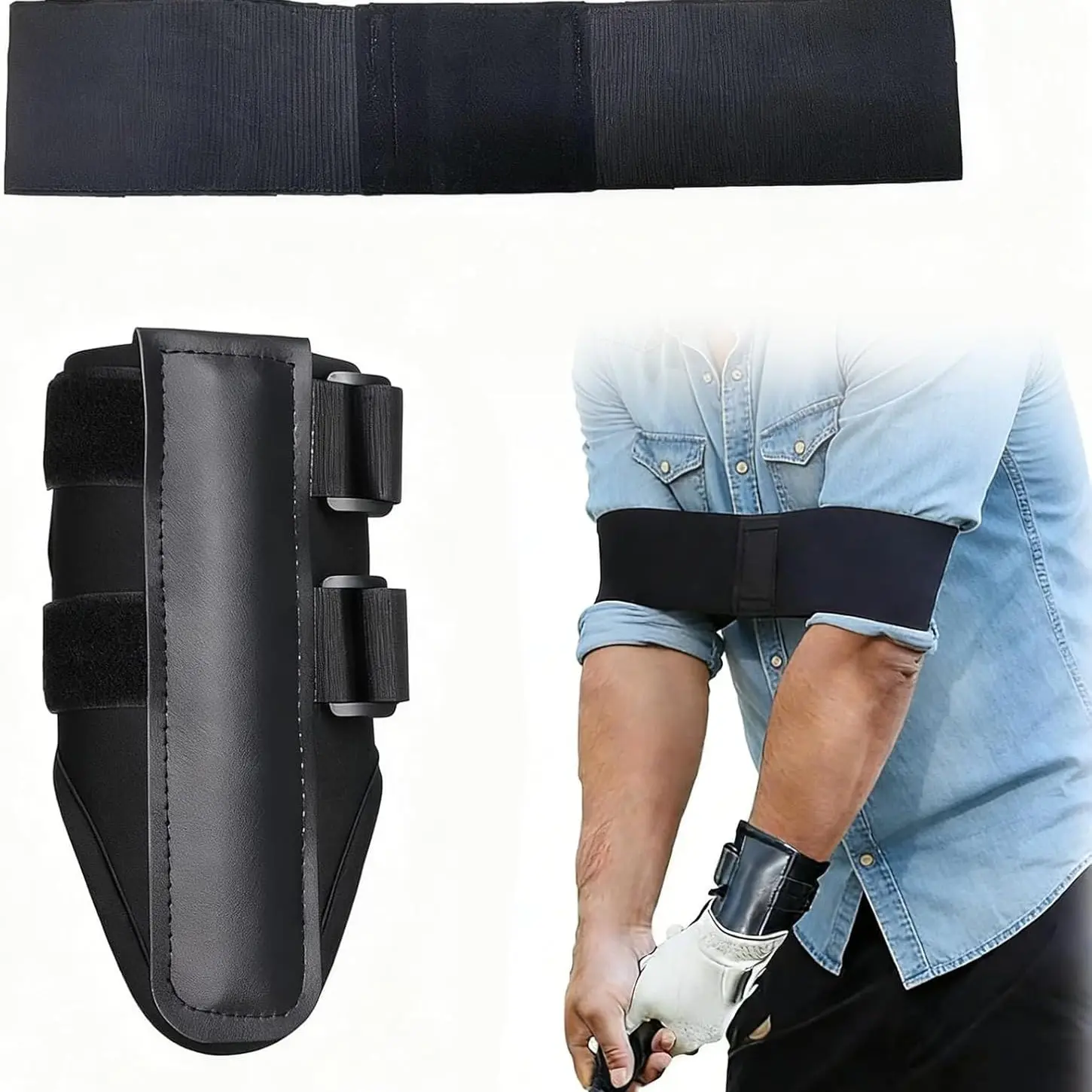 Golf Wrist Training Aid, Golf Training Aids, 2 Pack Golf Swing Band and Golf Wrist Correction Trainer, Golf Grip Trainer for Beginners Arm Posture Correcting, Golf Training Accessory