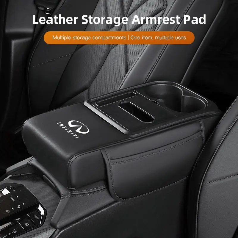 Car Armrest Box Height Pad Storage Box Cup Holder Tissue Box Multifunctional Storage Box For Infiniti QX80 QX60 QX50 QX65 QX55 Q60 Q70L QX30 Q50 QX70 Q30 Q70 EX FX JX