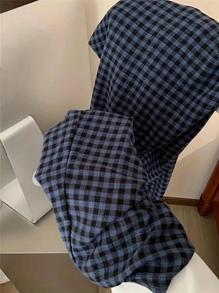 Women's Casual High-Waisted Plaid Loose Wide-Leg Pants, Sports & Outdoor Jogger Clothes