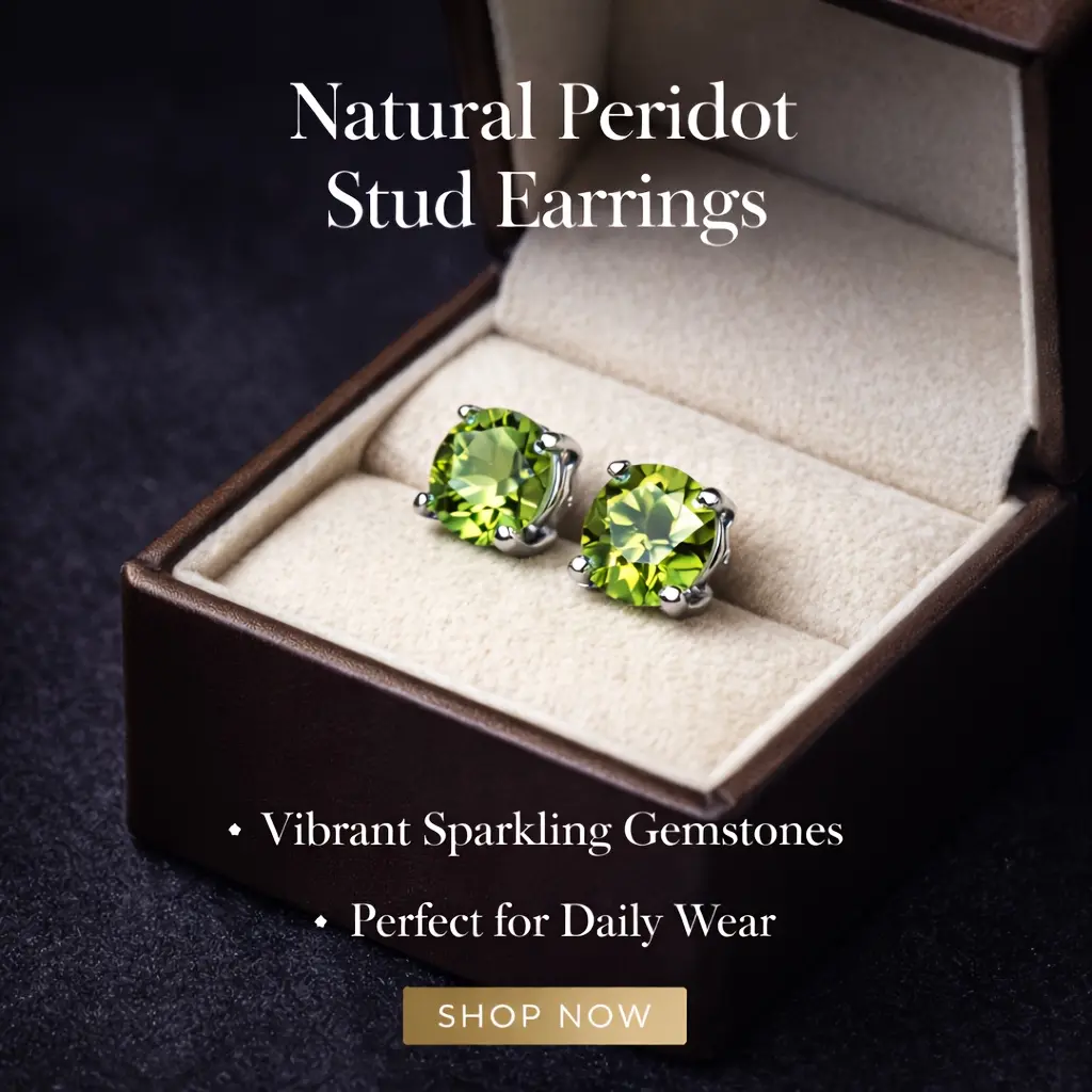 Simple Studs for Women Featuring Round Cut Natural Peridot Gemstones, Stainless Steel Setting, Ideal for Daily Wear, Natural Gemstones, Pair Pack
