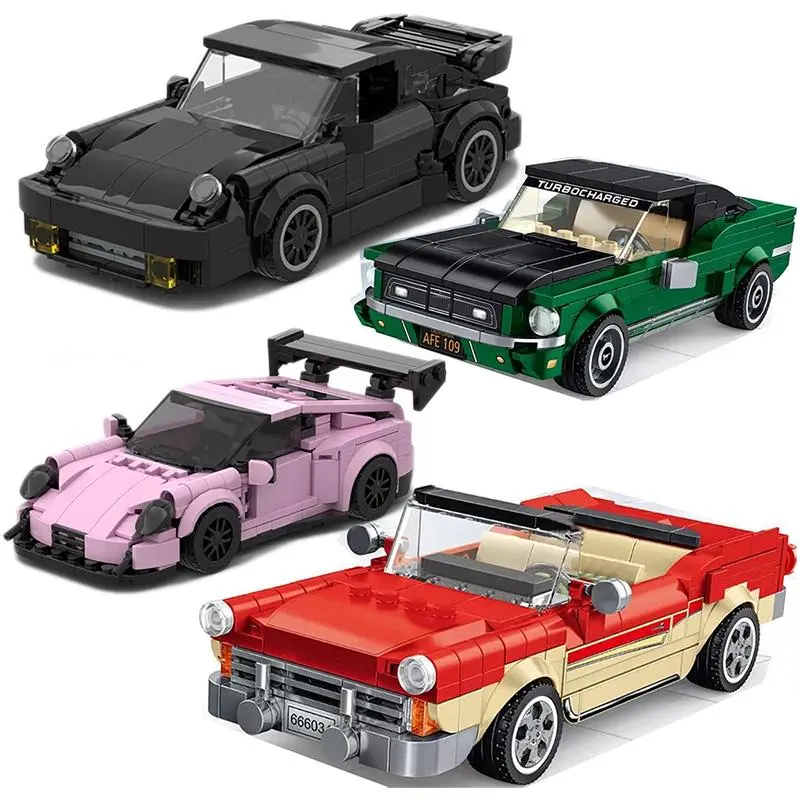 Sports Racing Car Building Block Set, DIY Rally Vehicle Model Bricks for Assembly, Display and Collection