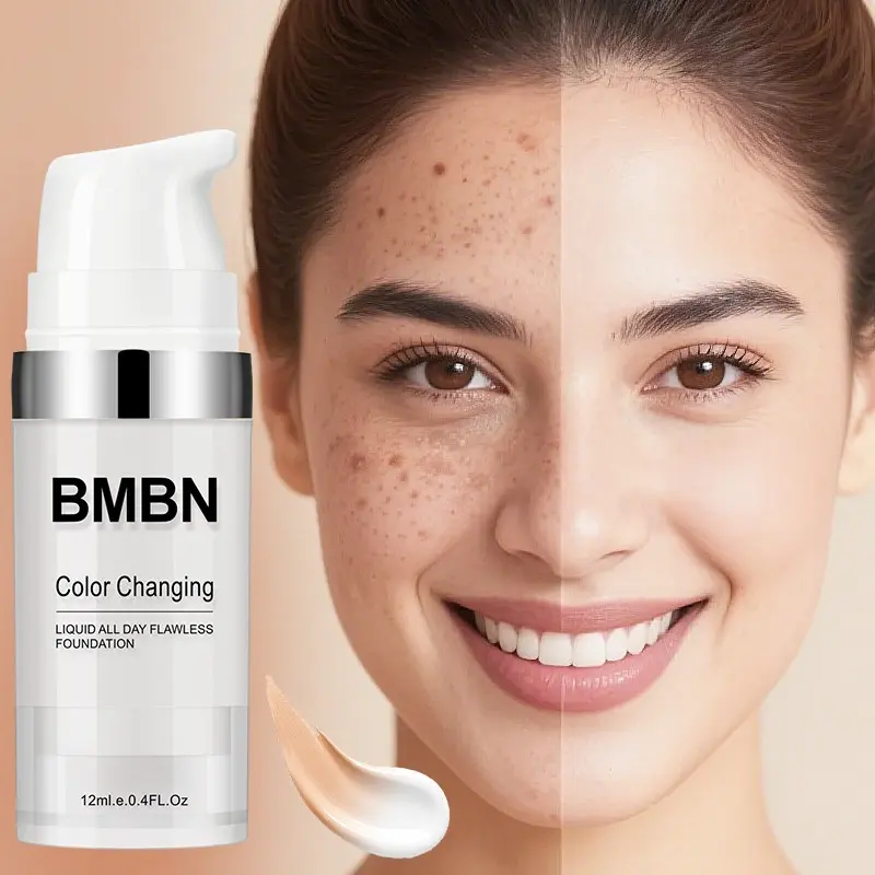 BMBN warm color changing BB liquid foundation 24h makeup holding, moisturizing, oil controlling, light concealer, brightening, suitable for all skin color natural pseudo makeup