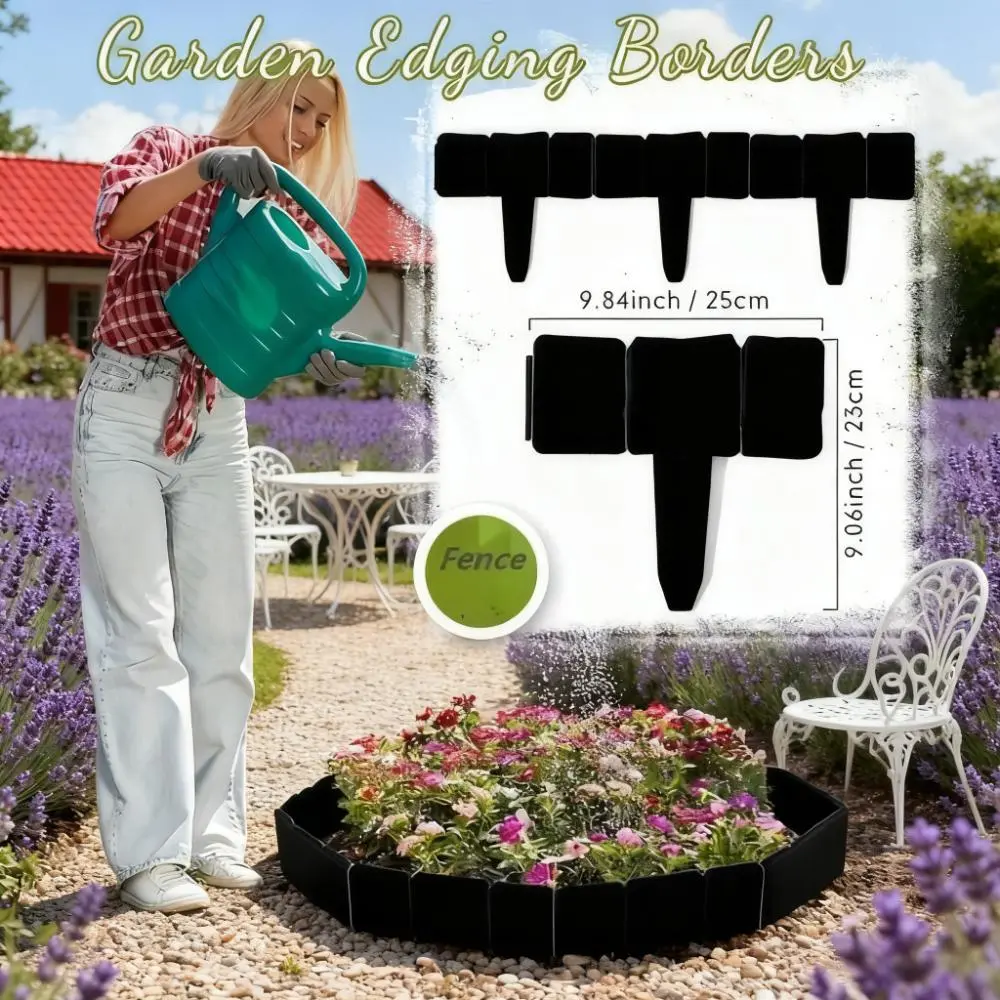 Outdoor Plastic Fence for Small Yard, Foldable Interlocking Garden Barrier, Indoor Outdoor Flower Bed Plant Divider, Landscape Decorative Hedge