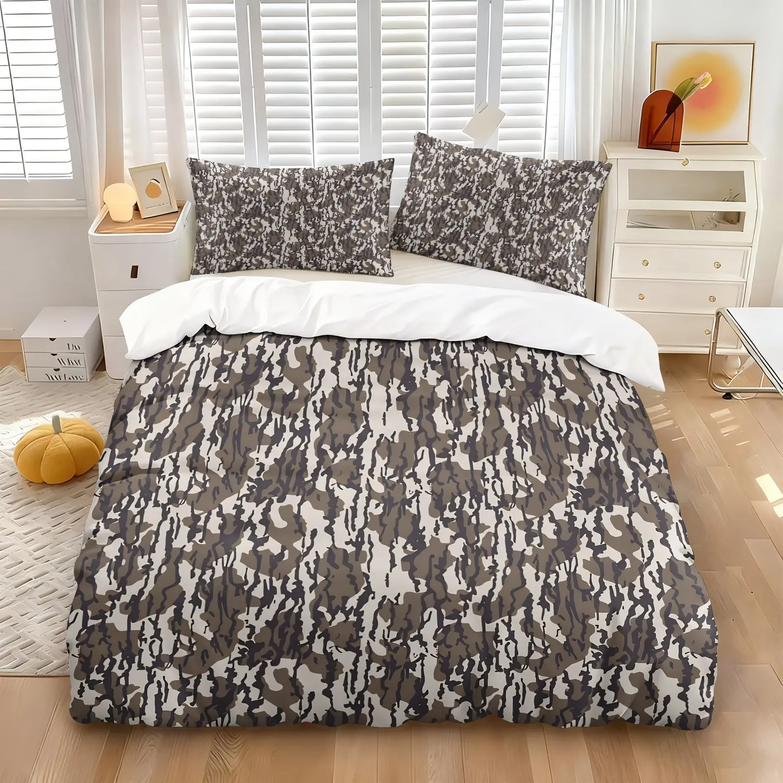 2/3Pcs Vintage Woodland Camo Bedding Set, Retro Hunting Camouflage Duvet Cover Set, Rustic Cabin Aesthetic Bedroom Decor, Soft Microfiber Bedding with Matching Pillowcase, Comfy Bedding Set, Twin/Full/Queen/King No Fillers
