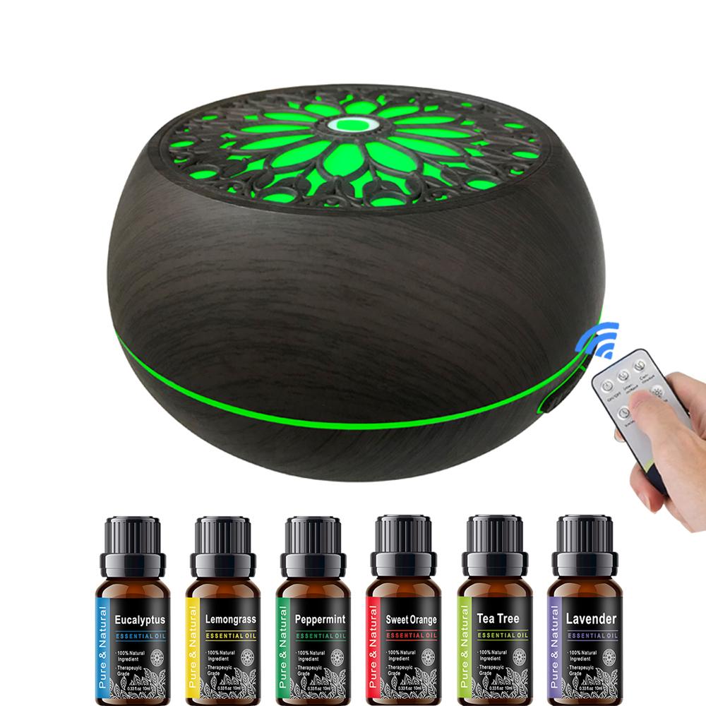 550ml Smart Diffuser with 6 Oils  App Remote, Custom Timer & RGB Lighting for Modern Home Decor air  purifier essential oil aroma diffuser d is ff user aroma diffuser humidifier aromatherapy oil wood grain design Round Household