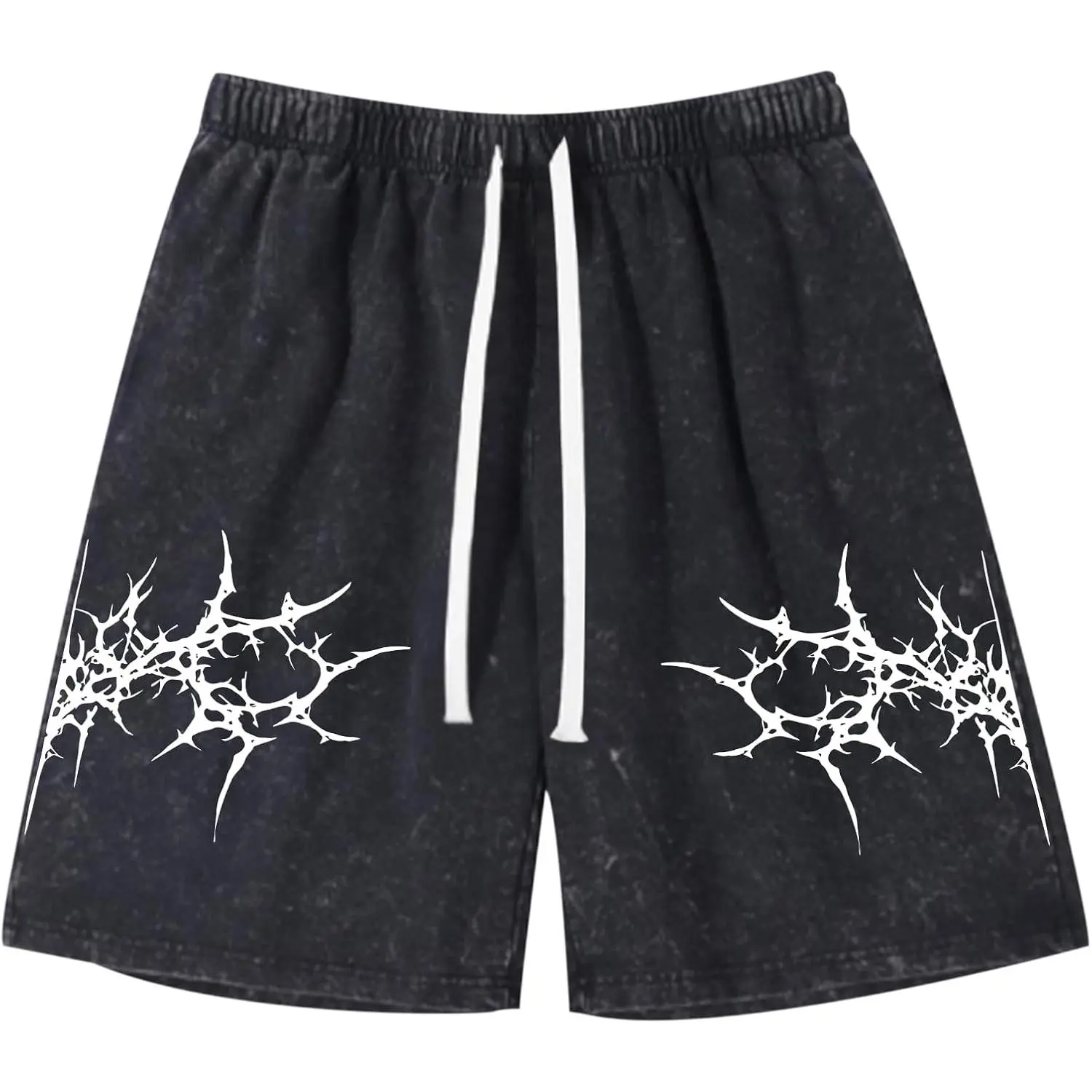 Fkatuzi Graphic Shorts Men Y2k Streetwear Shorts Workout Athletic Running Gym Elastic Waist Vintage Acid Wash Shorts Cotton