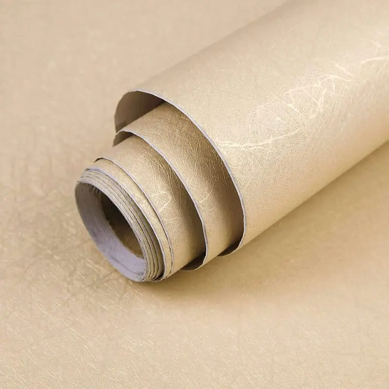 Beige Peel and Stick Self Wallpaper Countertop Contact Paper| Gold Removable Embossed Silk Waterproof Wallpaper 15.7" X 118" Vinyl Wrap for Cabinet Shelf Liner Paper