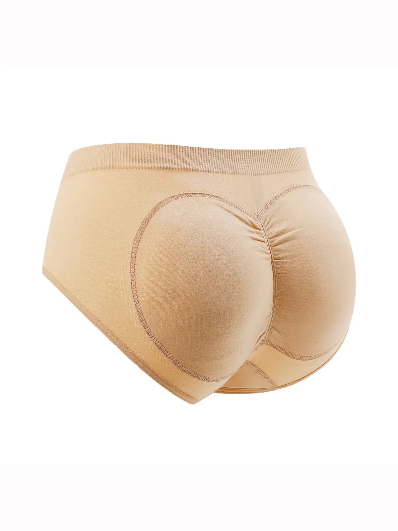 Women's Plain Color Butt Lifter Briefs, with Inserts and Pads, Shaping Triangle Panty, Suitable for Daily Casual Wear