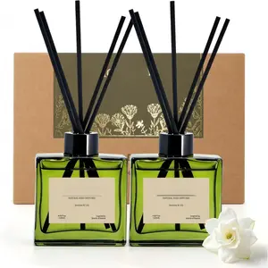 2-Pack Jasmine Lily Scented Reed Diffuser Set, 4 fl oz Aroma Freshener with 20 Sticks, 180-Day Long-Lasting Elegant Fragrance for Bathroom, Bedroom Home Office Decor